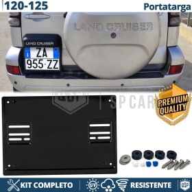 REAR Square License Plate Holder for Toyota Land Cruiser 120-125 | FULL Kit in Black STAINLESS STEEL