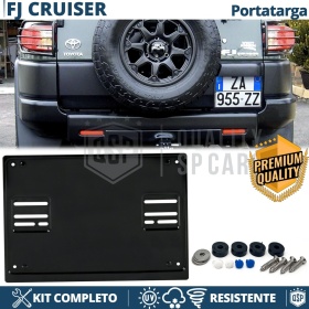 Portatarga POSTERIORE per Toyota FJ Cruiser Quadrato | Kit COMPLETO in ACCIAIO INOX Nero