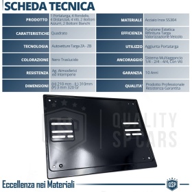 REAR Square License Plate Holder for Volkswagen Pescaccia | FULL Kit in Black STAINLESS STEEL