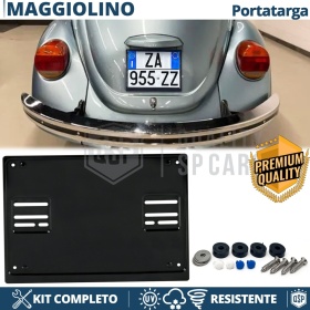 Support Plaque Immatriculation ARRIÈRE pour Volkswagen Maggiolino Ancienne Carré | Kit COMPLET en ACIER INOXYDABLE Noir