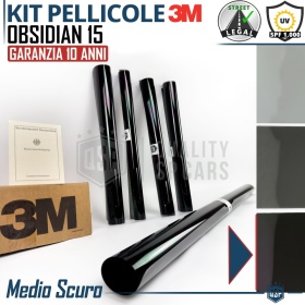 Kit Tintado Ventanas TRASERAS Coche, Película 3M Aprobada OBSIDIAN 15 Profesional | Medio Oscuro