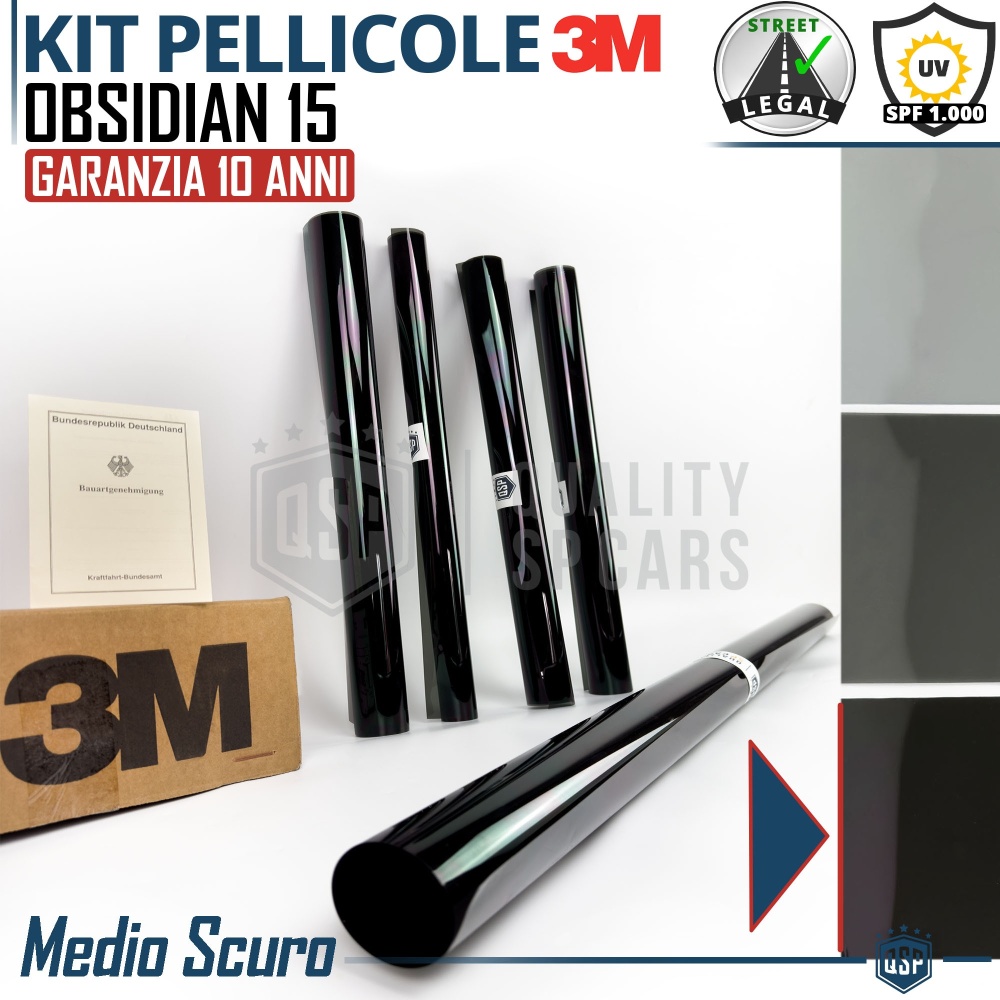 Kit Tintado Ventanas TRASERAS Coche, Película 3M Aprobada OBSIDIAN 15 Profesional | Medio Oscuro