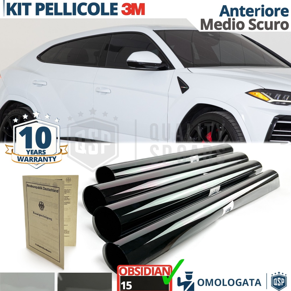 FRONT Car Window Tinting KIT, 3M Film Approved OBSIDIAN 15 Professional Film | Medium Dark