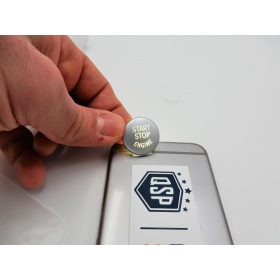 KEY ENGINE IGNITION SILVER BUTTON "START STOP ENGINE" IN ABS FOR BMW VERSIONS E, Anti-Scratches NO FOOTPRINT