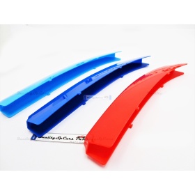 3x Grille COVER STRIPES in Colors M Sport for BMW 7 Series (F01 F02) 08-15 with 9 vertical grills