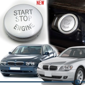 TASTO PULSANTE D'ACCENSIONE MOTORE "START STOP ENGINE" GRIGIO SILVER IN ABS PER BMW SERIE 7 E65/E66 Antigraffio NO IMPRONTA