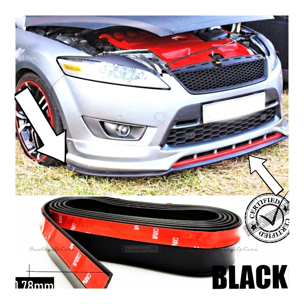 SPOILER Alerón Adhesivo PARA FORD MONDEO 4, LABIO parachoques LIP o Faldones Laterales en EPDM NEGRO flexible