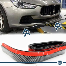 SPOILER Alerón Adhesivo Compatible Con MASERATI, efecto FIBRA de CARBONO LABIO parachoques LIP o Faldones Laterales en EPDM flexible