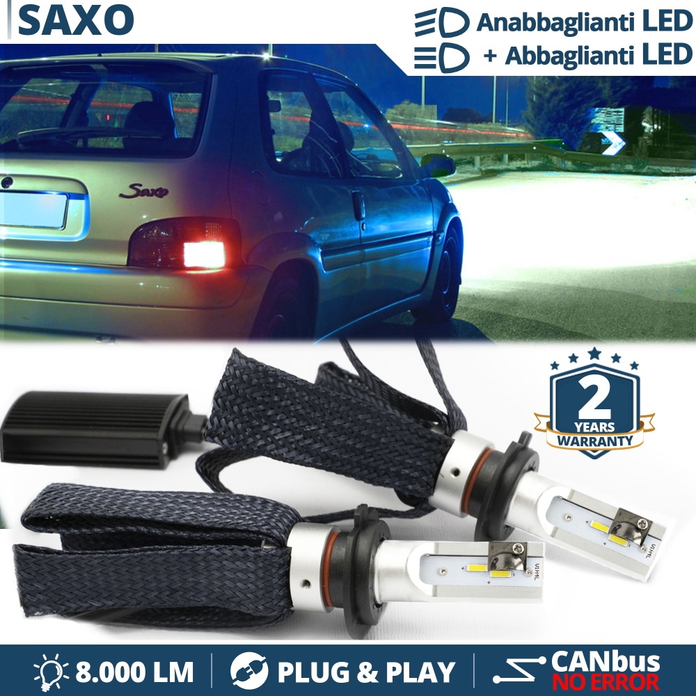H4 Full LED Kit for CITROEN SAXO Low + High Beam | 6500K 8000LM CANbus Error FREE