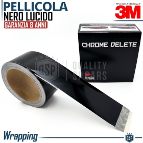 3M Película Vinilo Coche Negra Brillante Quita Cromo, Cambio de Color | Rollo H 5CM