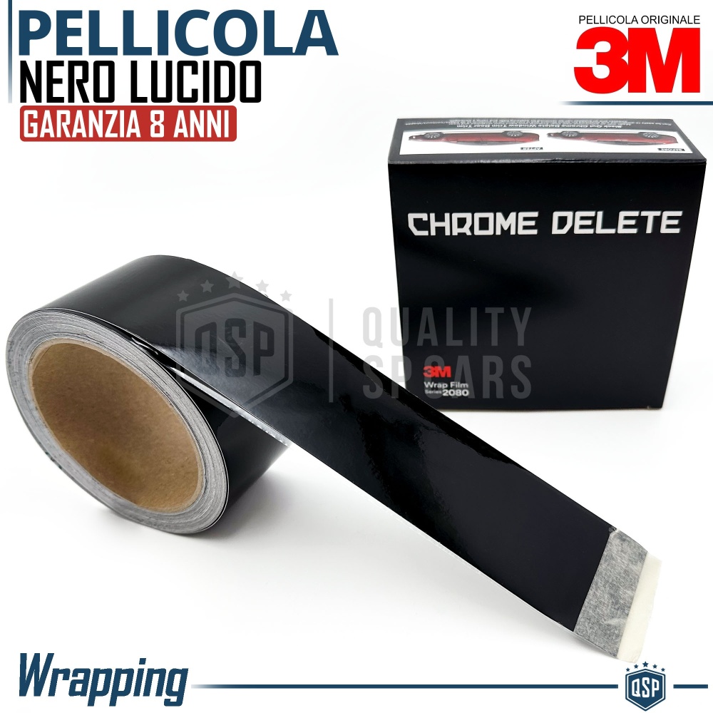3M Película Vinilo Coche Negra Brillante Quita Cromo, Cambio de Color | Rollo H 5CM