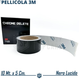 3M Película Vinilo Coche Negra Brillante Quita Cromo, Cambio de Color | Rollo H 5CM