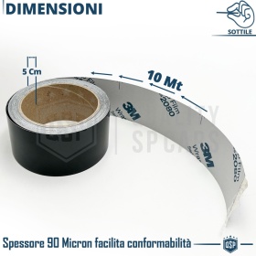 3M Película Vinilo Coche Negra Brillante Quita Cromo, Cambio de Color | Rollo H 5CM