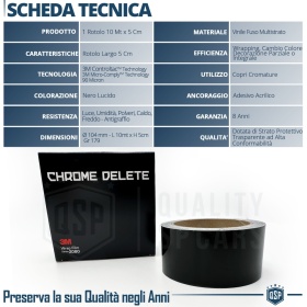 3M Película Vinilo Coche Negra Brillante Quita Cromo, Cambio de Color | Rollo H 5CM
