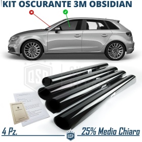 Kit Tintado Ventanas DELANTERAS Coche, Película 3M Aprobada OBSIDIAN 25 Profesional | Medio Claro