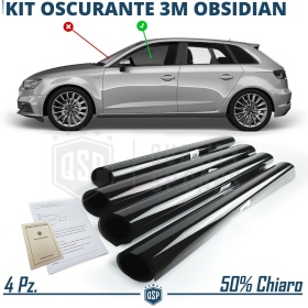 Kit Tintado Ventanas DELANTERAS Coche, Película 3M Aprobada OBSIDIAN 50 Profesional | Negro Claro