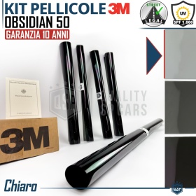 Kit Tintado Ventanas TRASERAS Coche, Película 3M Aprobada OBSIDIAN 50 Profesional | Negro Claro
