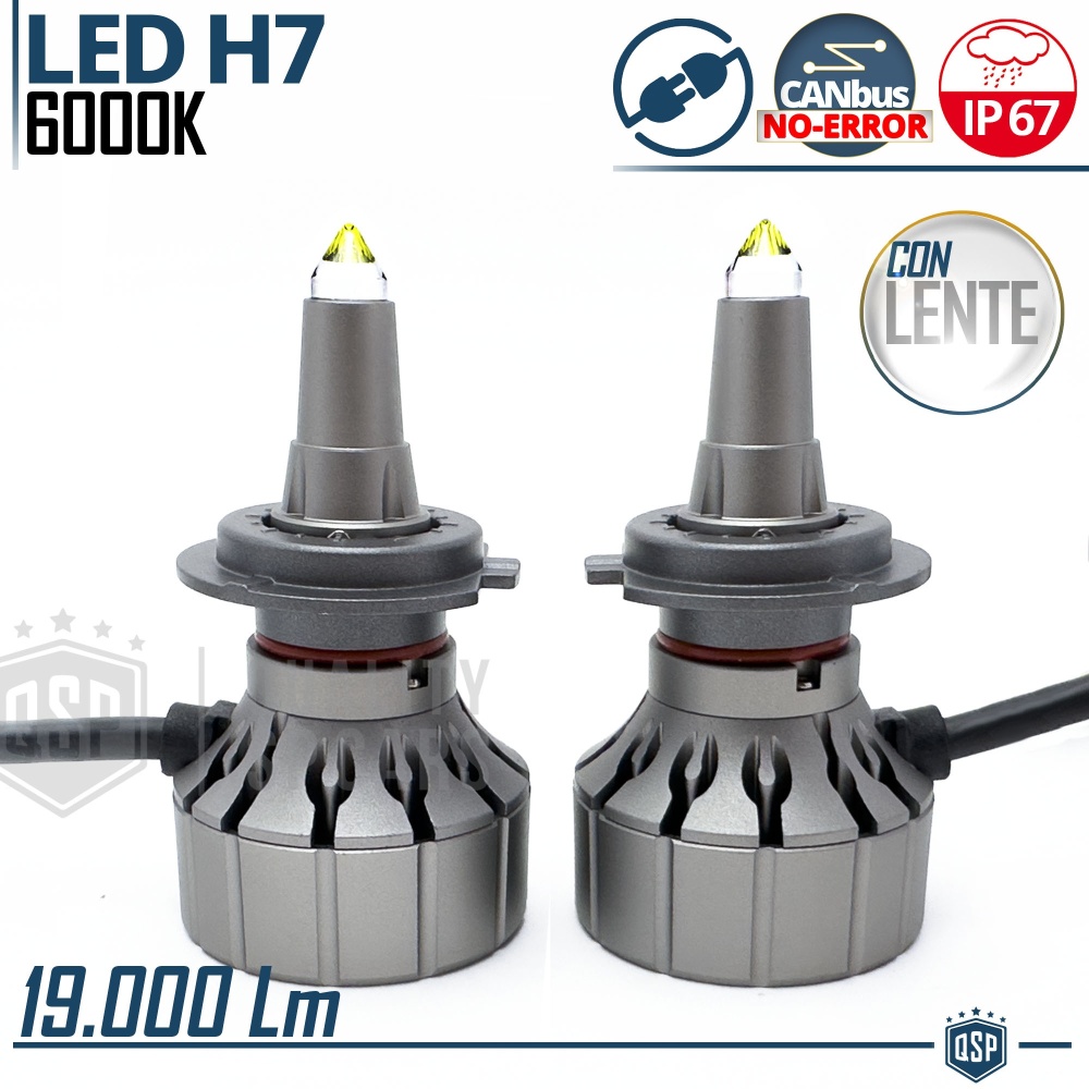 Bombillas LED H7 CANbus para Lenticulares Profesionales | Luz Blanca Potente 19.000LM