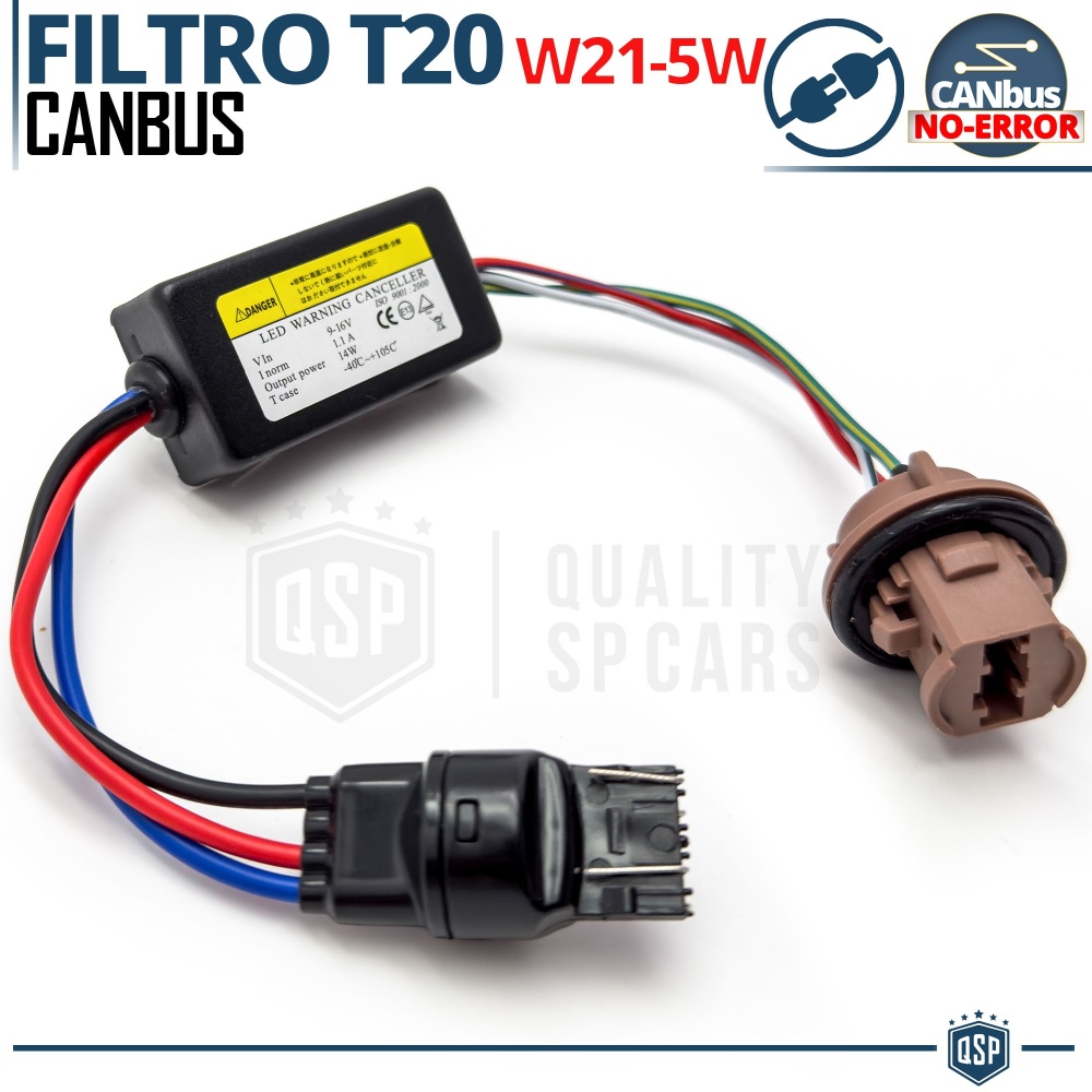 X1 Resistencia CANbus T20 W21/5W para Bombillas Led | Decoddificador Anti Error, Anti Parpadeo 14W
