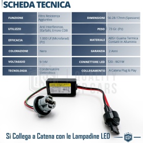 X1 Resistencia CANbus T20 W21W para Bombillas Led | Decoddificador Anti Error, Anti Parpadeo