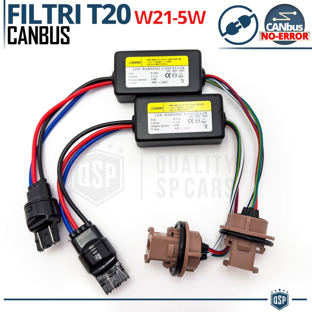 X2 Resistencias CANbus T20 W21/5W para Bombillas Led | Decoddificador Anti Error 28W, Anti Parpadeo