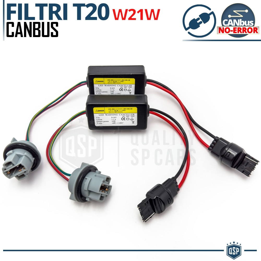 X2 Resistencias CANbus T20 W21W para Bombillas Led | Decoddificador Anti Error, Anti Parpadeo 28W
