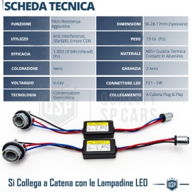 X2 Resistencias CANbus P21 5W, BAY15D para Bombillas Led | Decoddificador Anti Error 28W