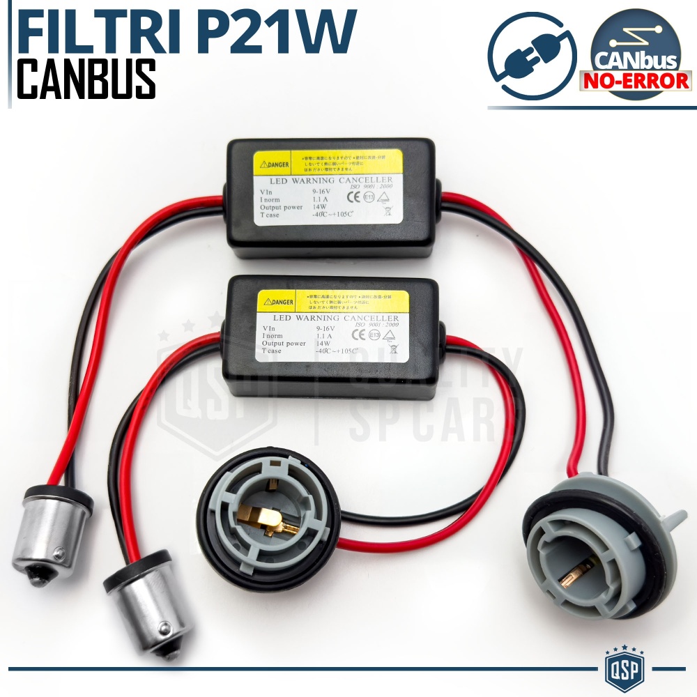 X2 Resistencias CANbus P21W BA15S para Bombillas Led | Decoddificador Anti Error, Anti Parpadeo 28W