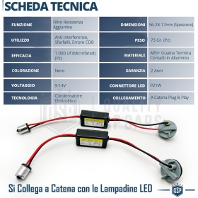 X2 Resistencias CANbus P21W BA15S para Bombillas Led | Decoddificador Anti Error, Anti Parpadeo 28W