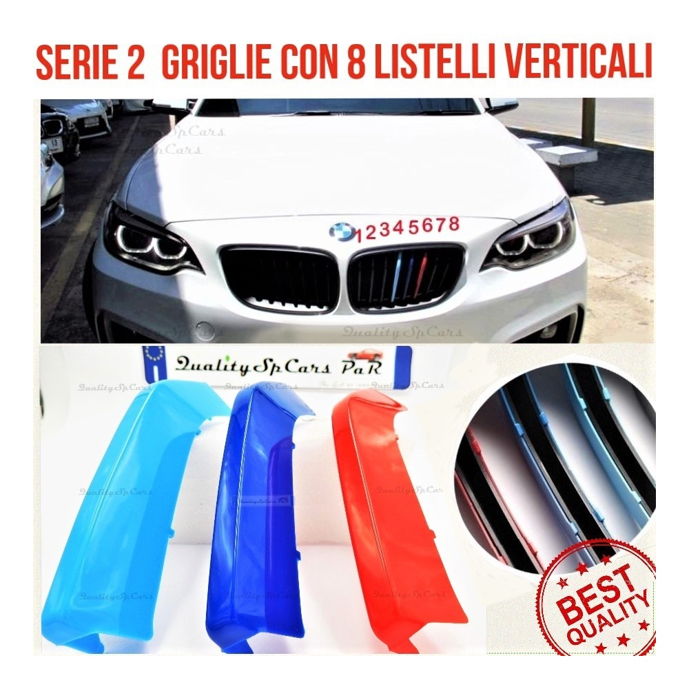 3x ABS Grille COVER STRIPES in Colors M Sport for BMW 2 Series (F22 F23) 2014- with 8 Grills Calander