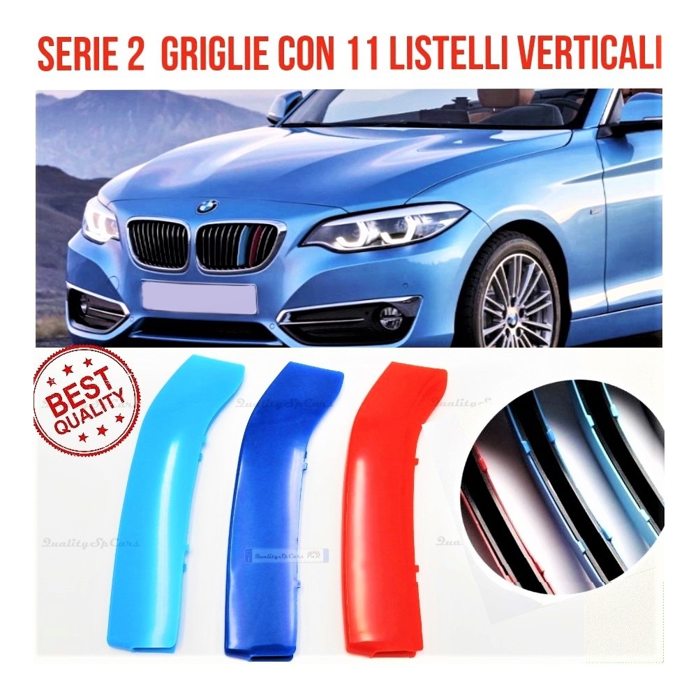 3x RIÑONES REJILLA en ABS en colores M Sport para BMW SERIE 2 (F22 F23) 2014- REJILLA A 11 BANDAS