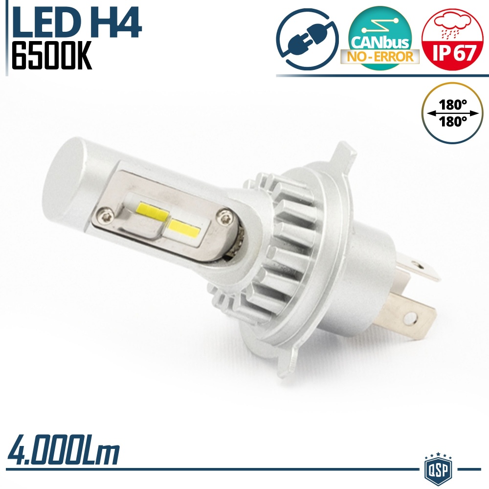 1x Bombilla LED H4 | Blanco Frío 6500K Potente 4000LM | CANbus Sin Error, Plug & Play 1x Bombilla LED H4 | Blanco Frío 6500K Potente 4000LM | CANbus Sin Error, Plug & Play