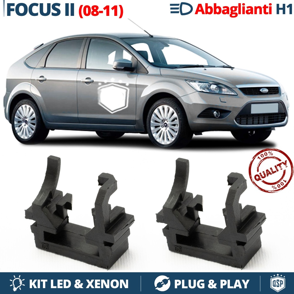 2X Adaptateurs Support Ampoules pour Installation KIT LED H1 pour FORD FOCUS II Phase 2 (2008-2011) Feux de ROUTE