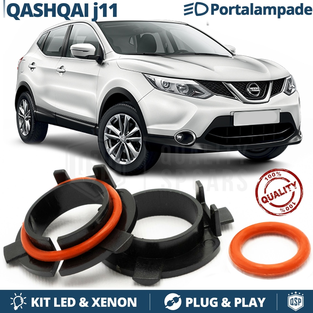 2X Adaptatores del Retenedor Soporte Bombilla para Montaje KIT LED H7 para NISSAN QASHQAI J11 (2014-2019)
