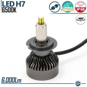 1 Bombilla LED H7 para FARO LENTICULAR | Luz Potente 360° 6000 Lúmenes | Conversión de HALÓGENA H7 a LED | CANbus, Plug & Play