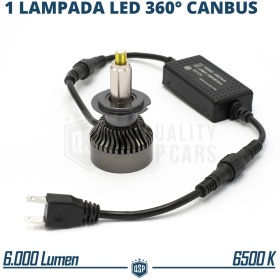 1 Bombilla LED H7 para FARO LENTICULAR | Luz Potente 360° 6000 Lúmenes | Conversión de HALÓGENA H7 a LED | CANbus, Plug & Play