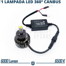 1 Bombilla LED H1 para FARO LENTICULAR | Luz Potente 360° 6000 Lúmenes | Conversión de HALÓGENA H1 a LED | CANbus, Plug & Play