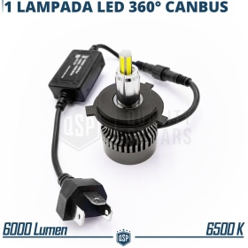1 Bombilla LED H4 para FARO LENTICULAR | Luz Potente 360° 6000 Lúmenes | Conversión de HALÓGENA H4 a LED | CANbus, Plug & Play