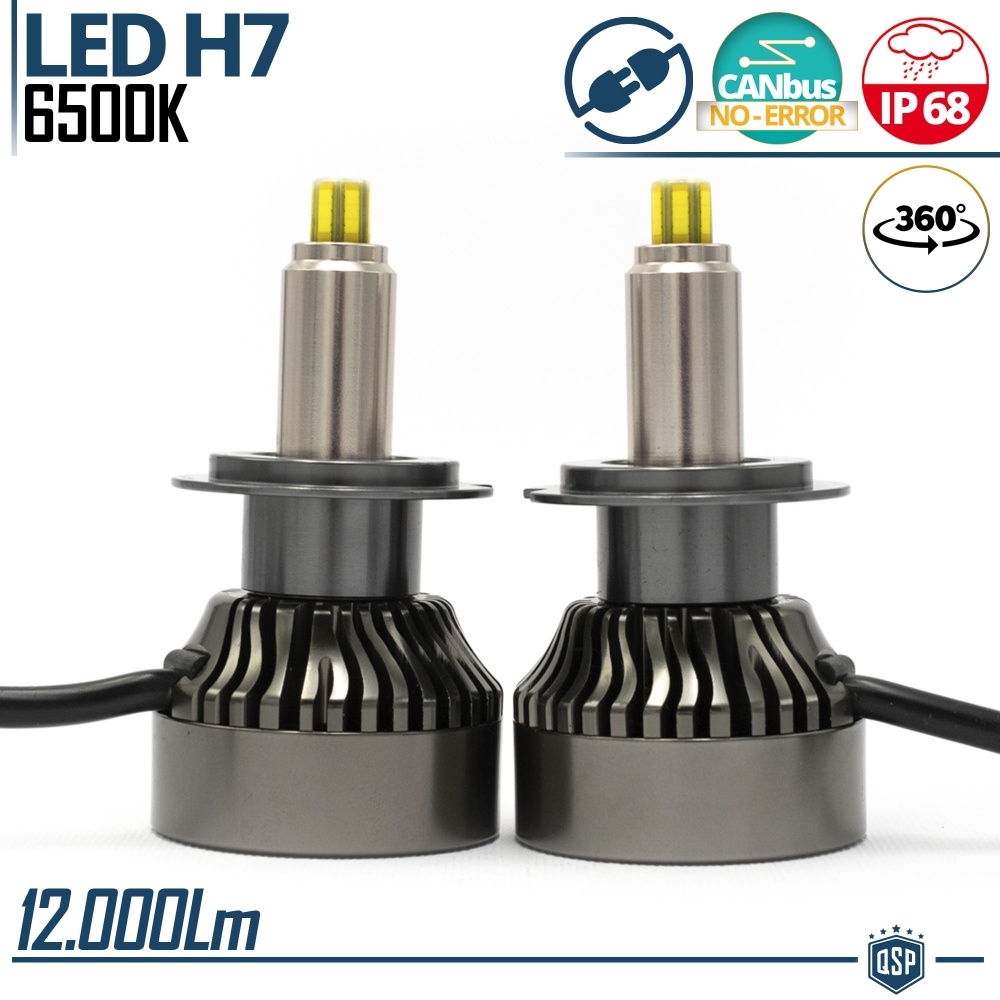 Kit LED H7 para FAROS LENTICULARES | Luz Potente 360° 12.000 Lúmenes | Conversión de HALÓGENA H7 a LED | CANbus, Plug & Play