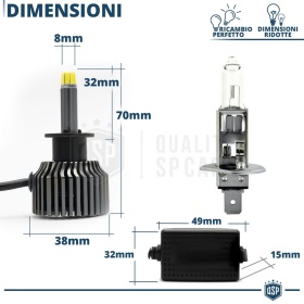 Kit LED H1 para FAROS LENTICULARES | Luz Potente 360° 12.000 Lúmenes | Conversión de HALÓGENA H1 a LED | CANbus, Plug & Play