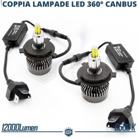 Kit LED H4 para FAROS LENTICULARES | Luz Potente 360° 12.000 Lúmenes | Conversión de HALÓGENA H4 a LED | CANbus, Plug & Play