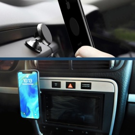 Soporte Magnético para Teléfono Móvil para Coche, Oficina, Tableta y Soporte Smartphone , Ajustable 180 ° en Acero Negro, Universal