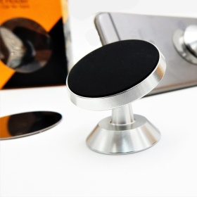 Soporte Magnético para Teléfono Móvil para Coche, Oficina, Tableta y Soporte Smartphone , Ajustable 180 ° en Acero Plata, Universal