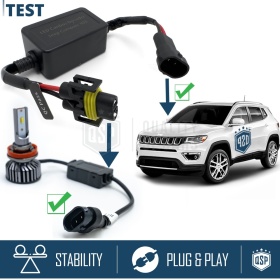 ERROR FREE Canceller Anti-Flicker Decoder Low Beams  JEEP COMPASS 2 | Resistors H11 kit led