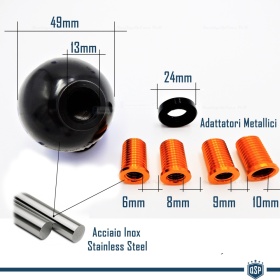 Schaltknauf Schalthebel Knauf SCHWARZ 4 Gänge FÜR VW GOLF I (74-83) aus Eloxiertem Schwarz Stahl