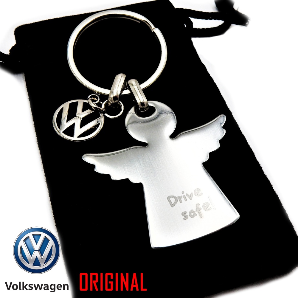 Llavero Original Logotipo VW y Ángel Guardián "DRIVE SAFE!" para Volkswagen en Acero Llavero Original Logotipo VW y Ángel Guardián "DRIVE SAFE!" para Volkswagen en Acero