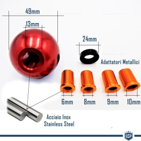 Pomo Palanca de Cambio 4 VELOCIDADES ROJO para VW GOLF I (74-83) en Acero Inoxidable Anotizado