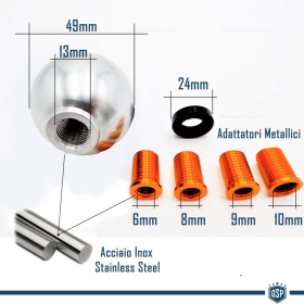 Schaltknauf Schalthebel Knauf SILBER graue 4 Gänge für VW GOLF I (74-83) aus Eloxiertem Schwarz Stahl