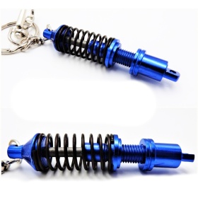 Llavero Coche Movimiento real Resorte de Amortiguador Azul en metal IDEA REGALO