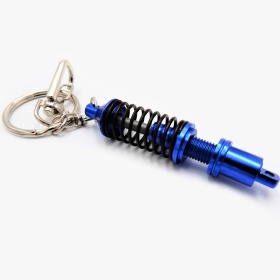 Llavero Coche Movimiento real Resorte de Amortiguador Azul en metal IDEA REGALO